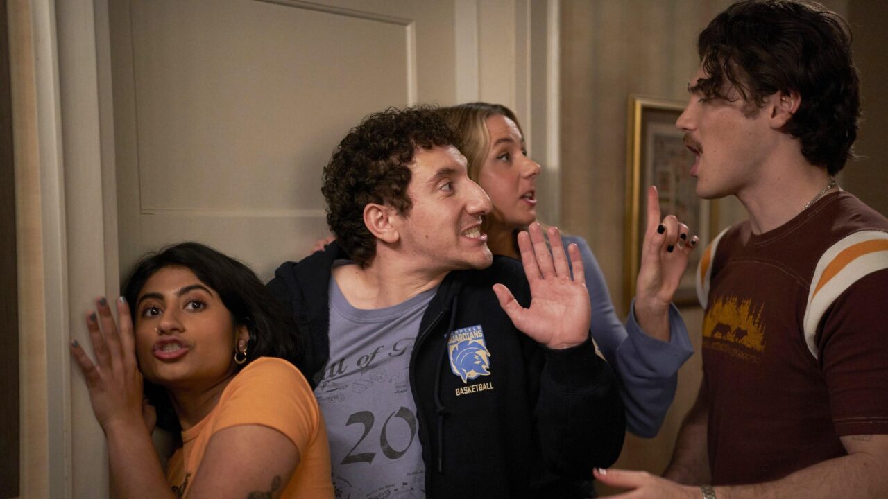 Amita Rao, Malik Elassal, Lucy Freyer and Jack Innanen in season 2 of Adults.