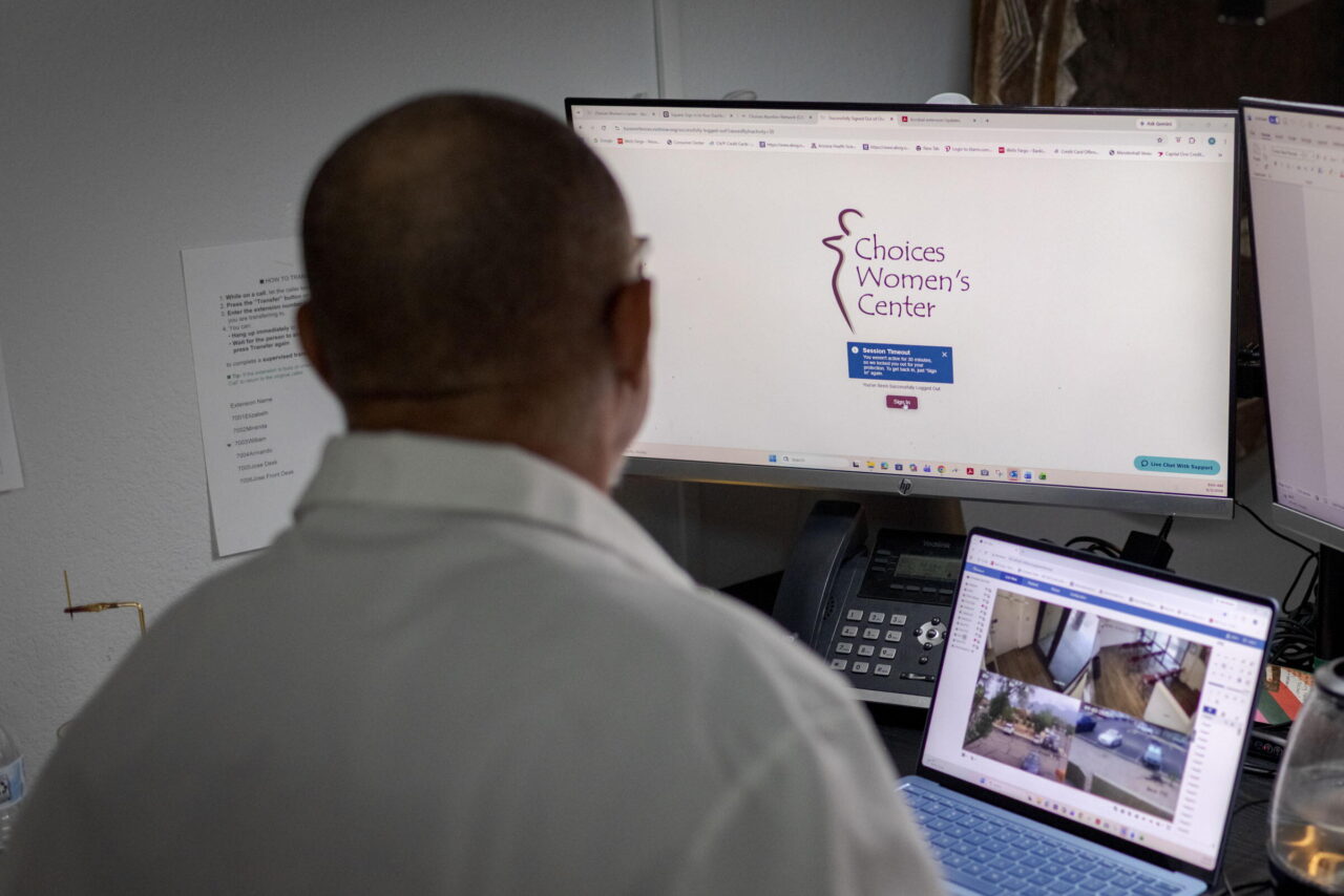 Dr. William Richardson opens the telemedicine portal at his clinic, Choices Women’s Center, through which he can see patients seeking an abortion, in his office at the clinic in Tucson, Ariz., on Thursday, Sept. 3, 2026.