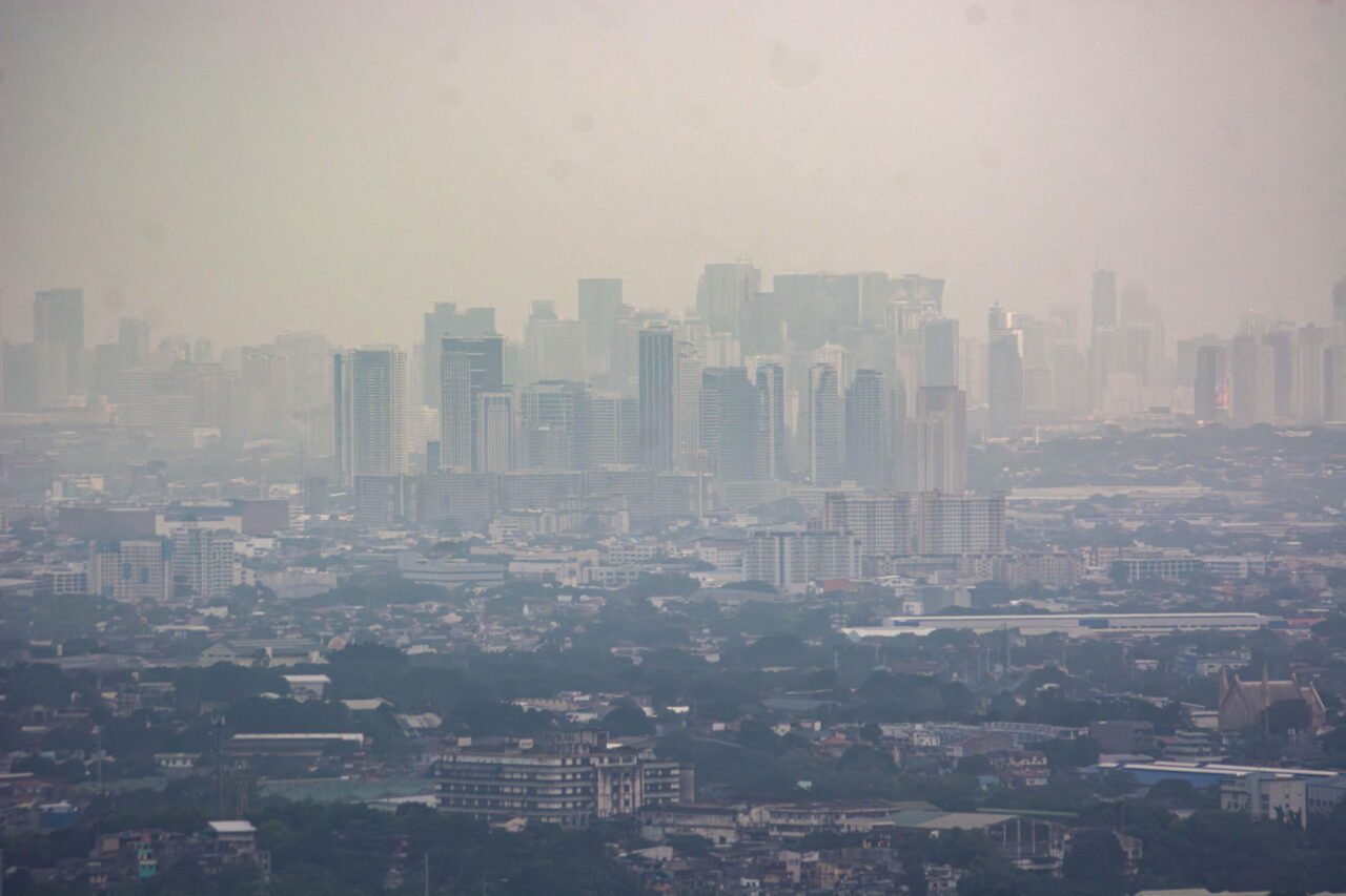 Smog mixed with a thick layer of clouds covers the Metro Manila skyline in the Philippines, on August 27, 2026.