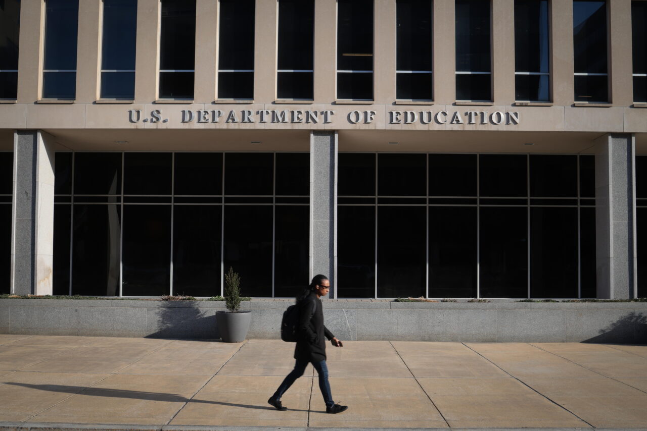 The Washington headquarters of the Department of Education on March 12. A federal judge ruled that the Trump administration violated the First Amendment rights of Education Department employees when it replaced their personalized out-of-office e-mail notifications with partisan language.