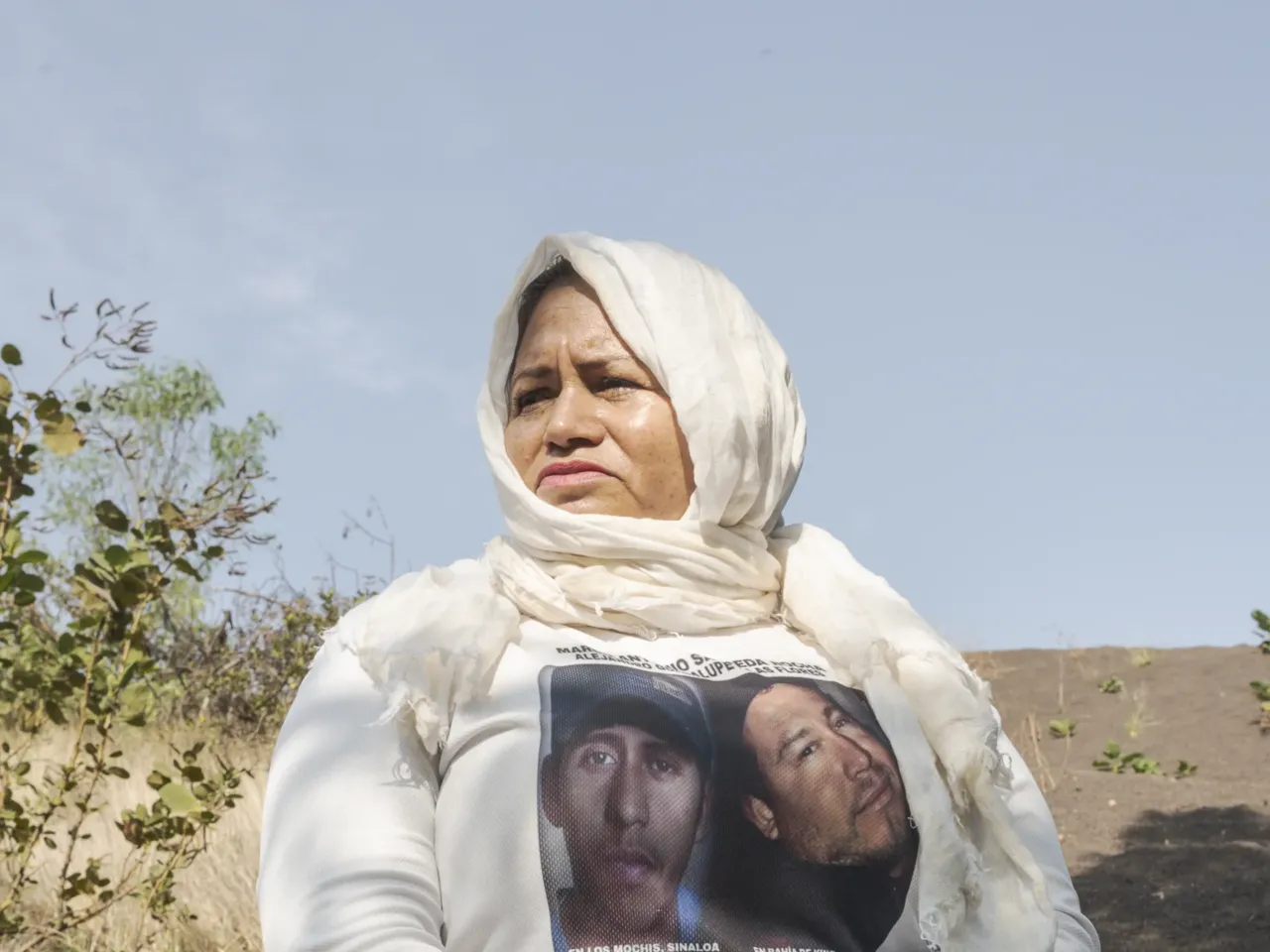 Portrait of Cecilia Flores, member of the group "Searching Mothers of Sonora and Jalisco". She is looking for her sons Alejandro Guadalupe, missing since October 30, 2015 in Los Mochis, Sinaloa, and Marco Antonio, missing since May 4, 2019 in Bahía de Kino, Sonora. on Tlahuac, Mexico City, May 28, 2024.