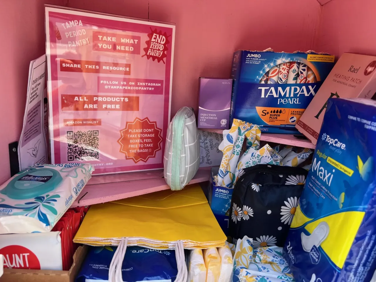 Members of the public donate most of the items kept stocked in the boxes, either through an online registry or at in-person donation drop sites.