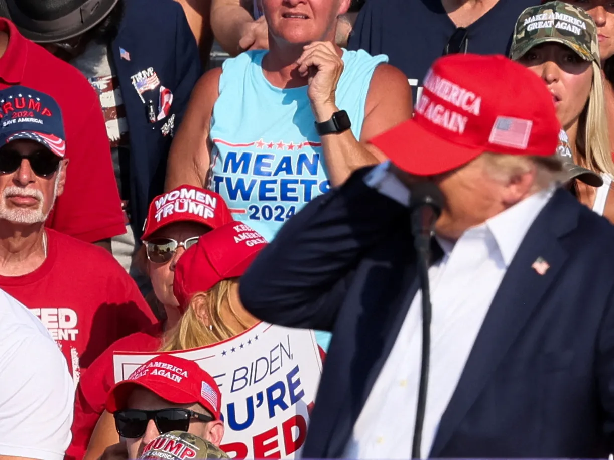 Photos: See how the Trump rally shooting unfolded 2 Republican presidential candidate and former President Trump reacts as multiple shots rang out during a campaign rally at the Butler Farm Show.