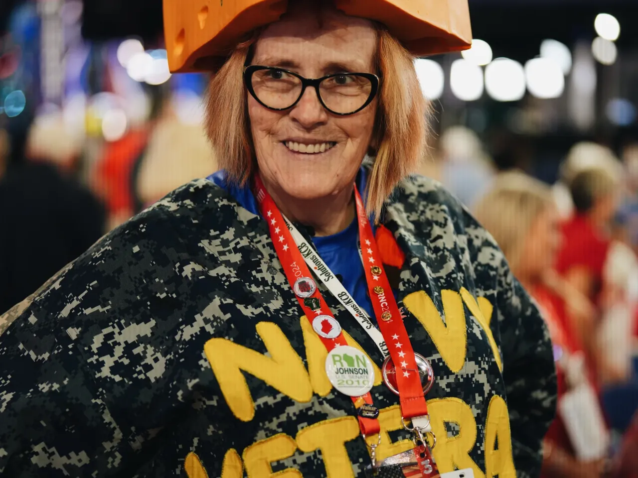 Fashion meets politics on the RNC's red carpet 6 Barbara Finger, delegate from Wisconsin, poses for a portrait on the third day of the Republican National Convention.