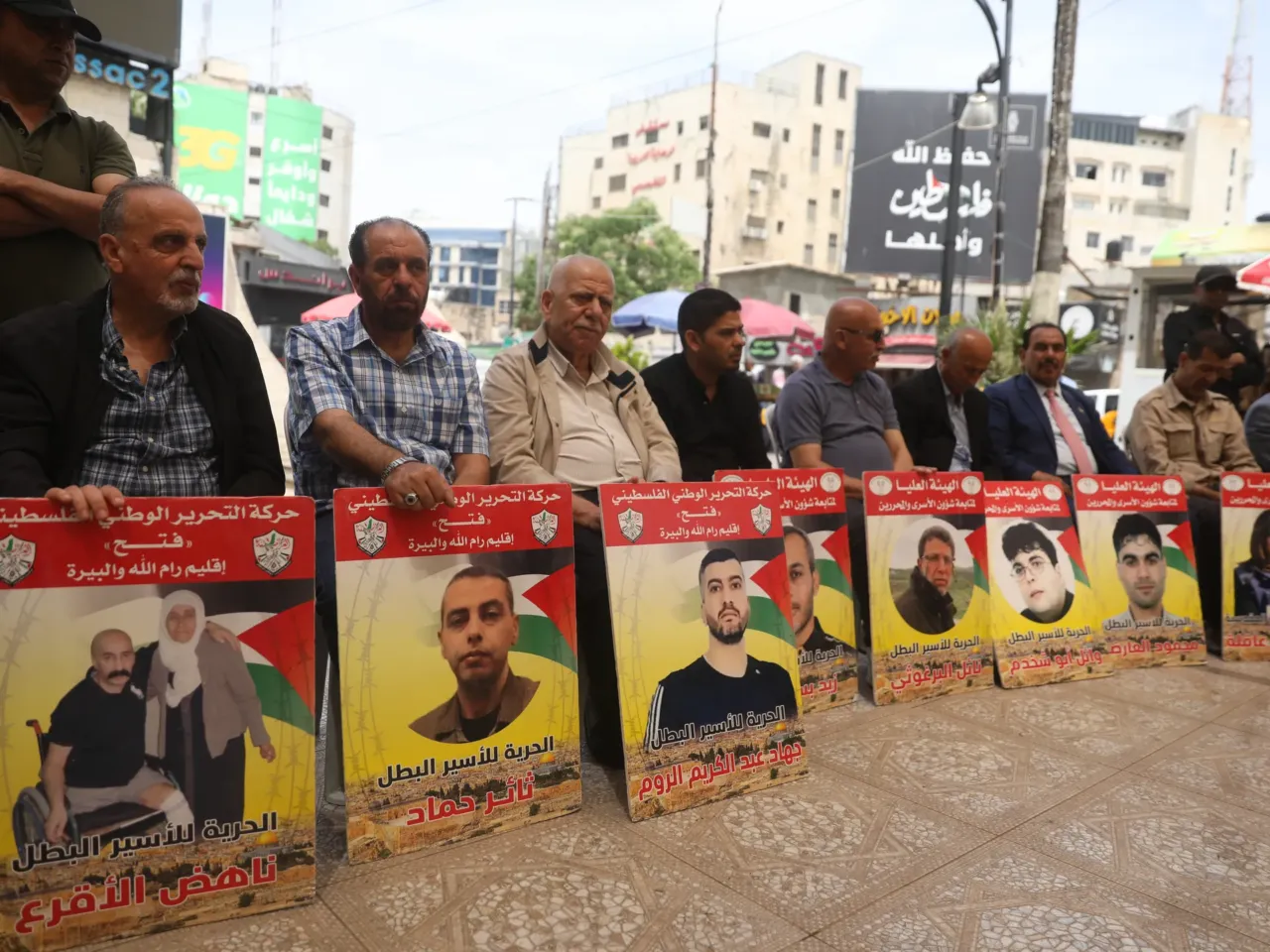 Palestinian detainees from Gaza say they are facing abuse in Israeli prisons 2 Relatives of Palestinians detained in Israeli prisons demonstrate in front of the Al-Bireh Cultural Center building in Ramallah, West Bank, on May 28.