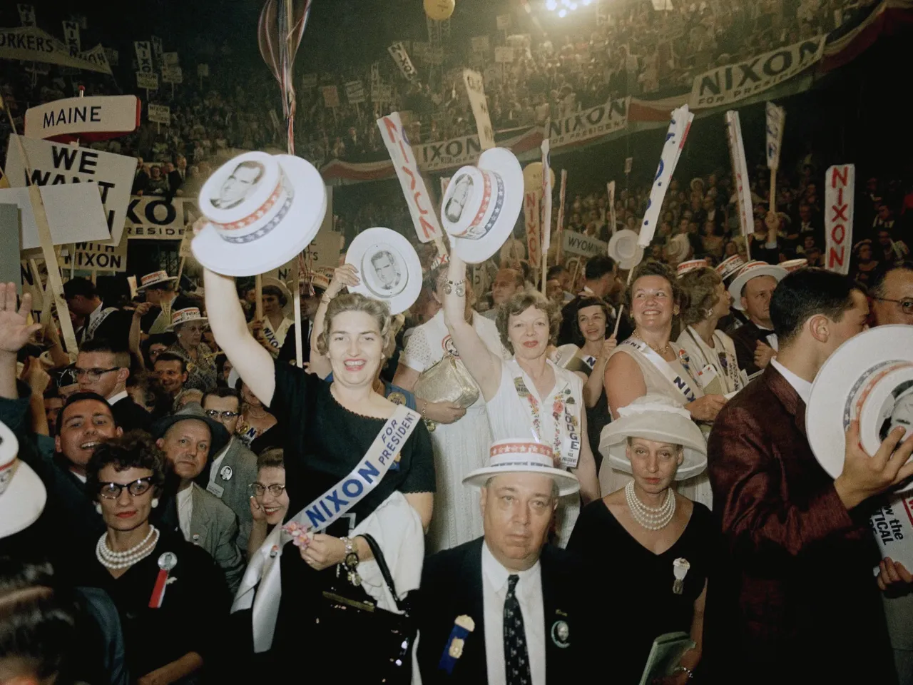 Smoke-filled rooms and pigs for president: Chicago has hosted decades of conventions 3 As he became the presidential nominee, Vice President Richard Nixon supporters cheered at the Republican National Convention in Chicago in July 1960.