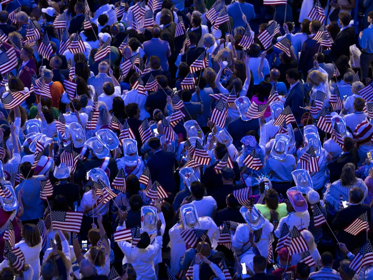 What we saw at the DNC in Chicago 2 Attendees cheer as Vice President Kamala Harris speaks at the DNC.