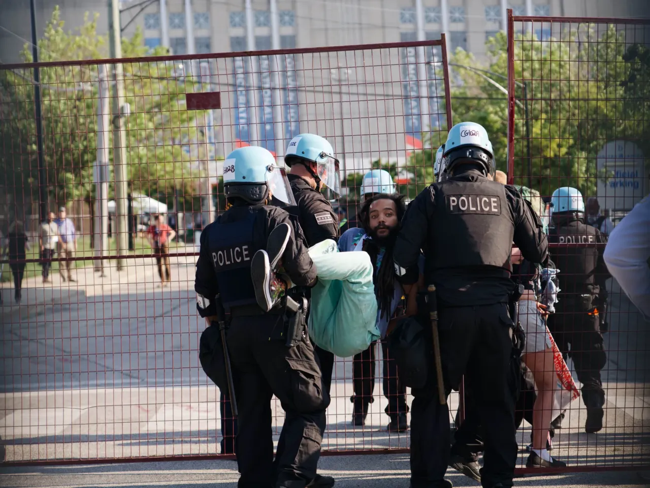 What we saw at the DNC in Chicago 8 At least four protestors were arrested after breaking through the barricade.