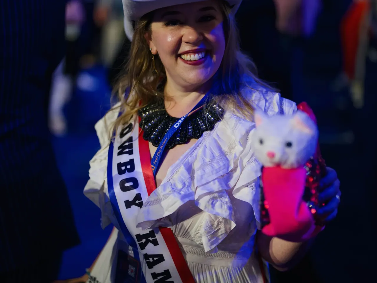 At last week's DNC, even the fashion choices carried political messaging 8 Washington delegate Ashley Fedan brought a stuff toy cat named Gina to the convention.