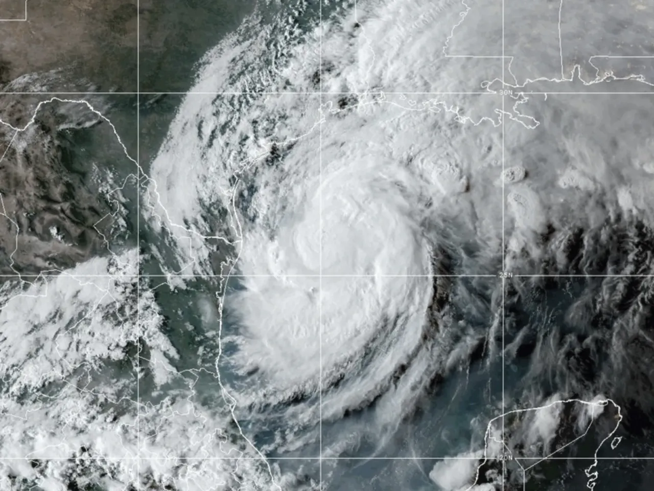 A satellite image shows Hurricane Francine in the Gulf of Mexico as it advances toward Louisiana on Tuesday evening.