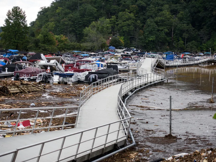 Climate change made Helene more dangerous. It also makes similar storms more likely 1 The Rocky Broad River flows into Lake Lure, North Carolina. After heavy rains from Hurricane Helene, the river brought debris from a neighboring community into the town on September 28, 2024. A new study finds that rainfall from Helene was about 10% heavier because of human-caused climate change.