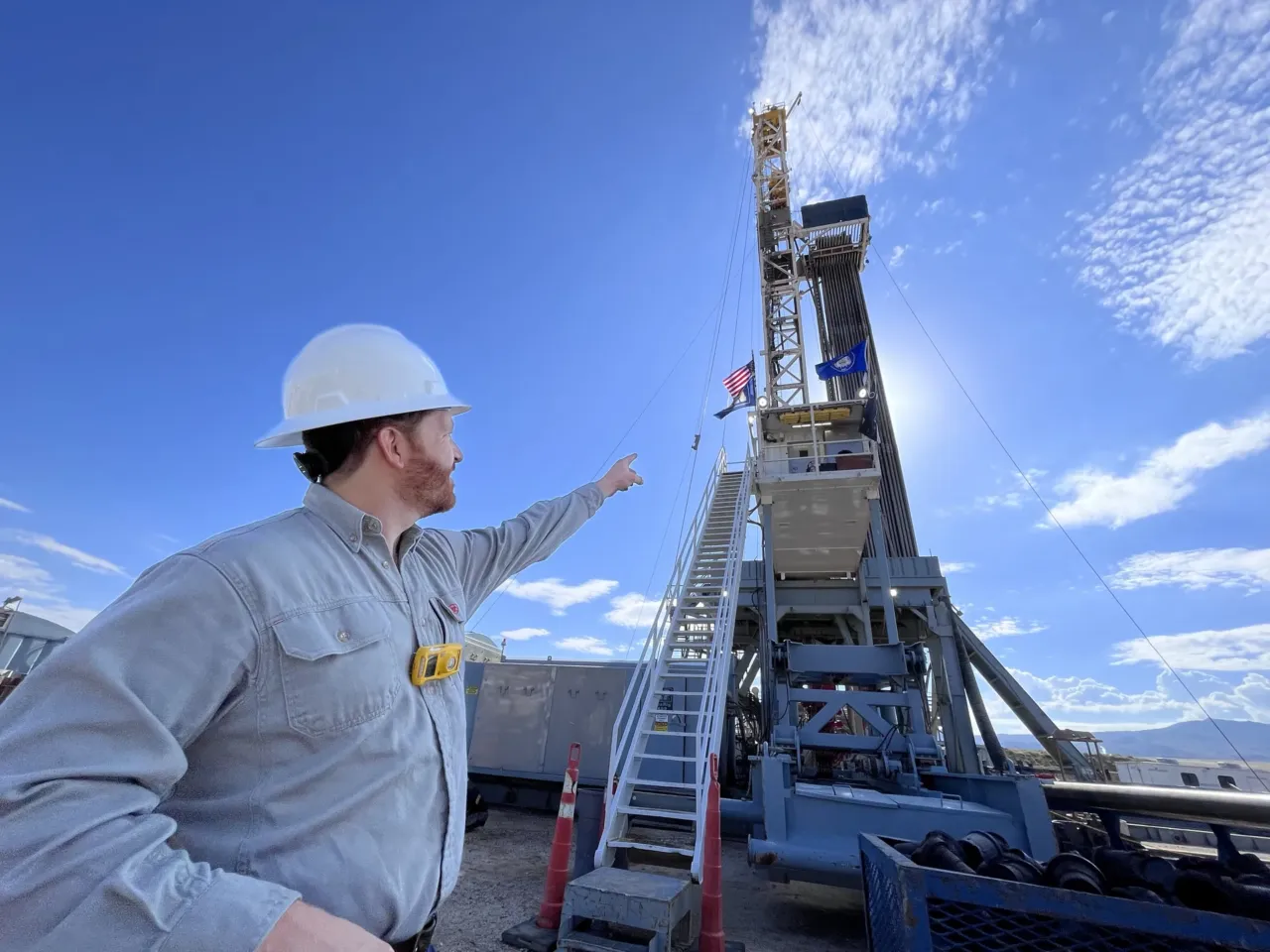 Tim Latimer, CEO of Fervo Energy, at one of the company's enhanced geothermal drill rigs in Beaver County, Utah