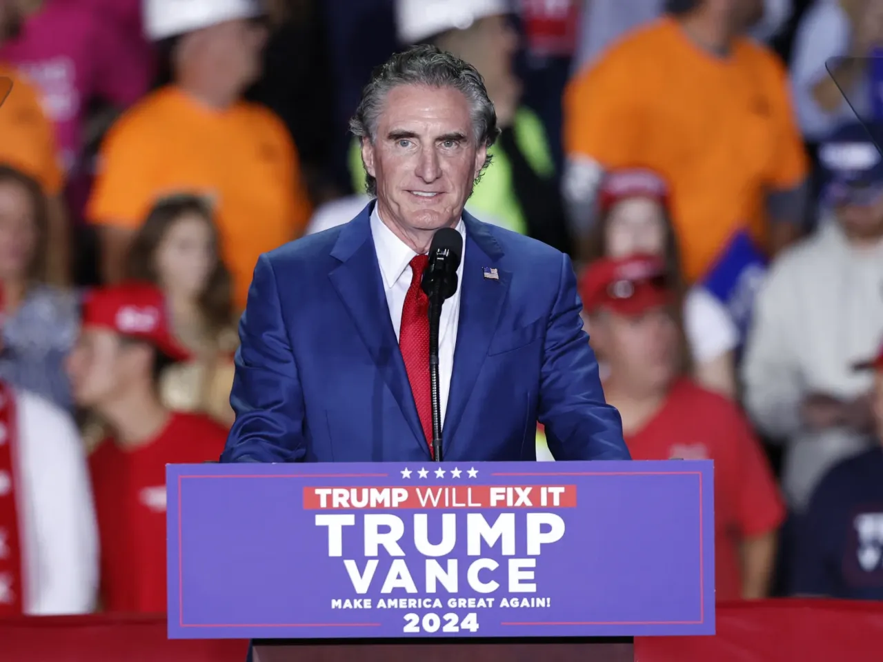 Here's who Trump has picked as Cabinet members and key advisers 11 North Dakota Gov. Doug Burgum speaks during the final campaign rally for Donald Trump before Election Day in Michigan.