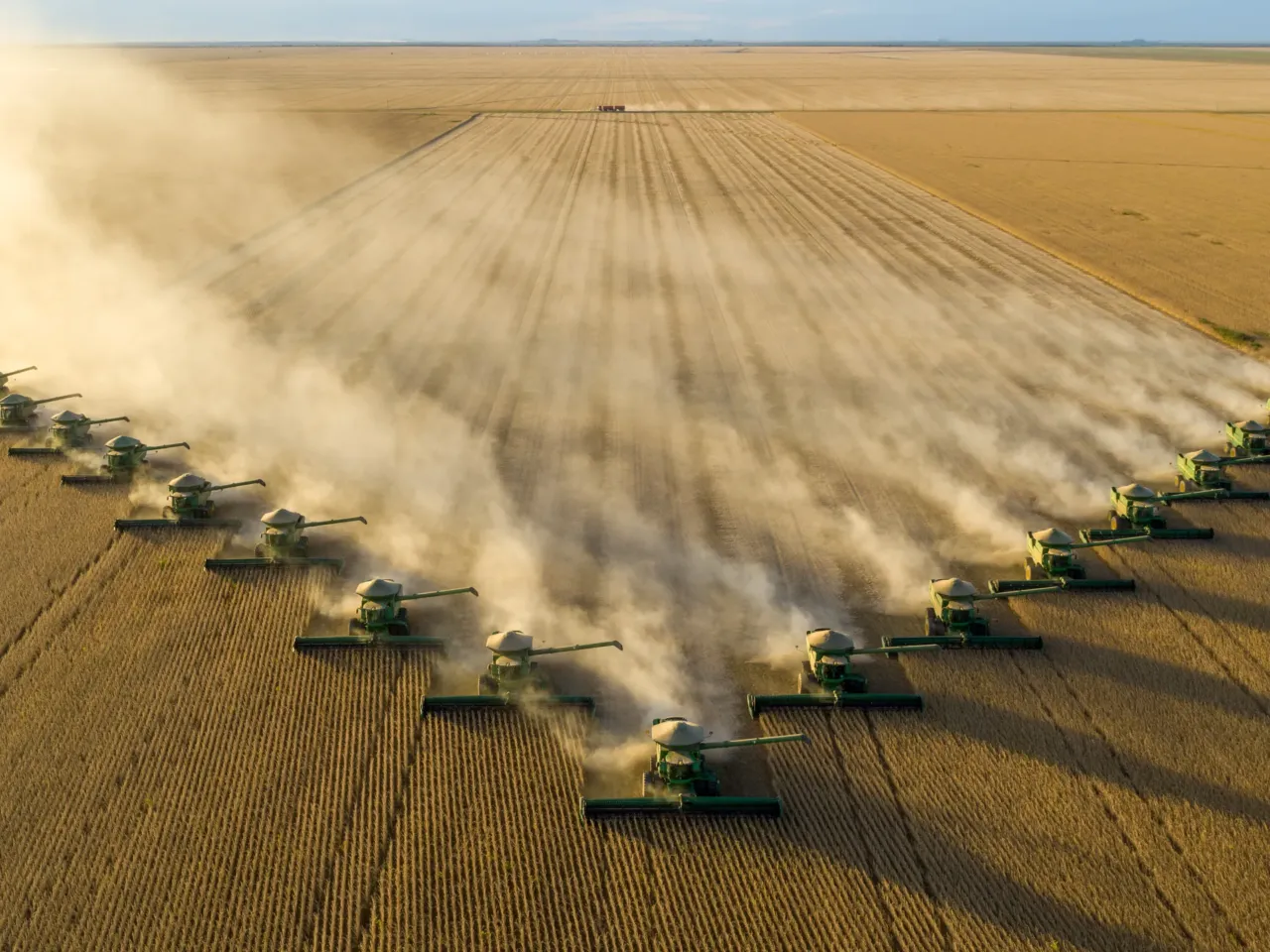 PHOTOS: A drone's eye view of 'foodscapes,' from cattle to soybeans to shrimp 3 Soybean harvest in Bahia, Brazil.