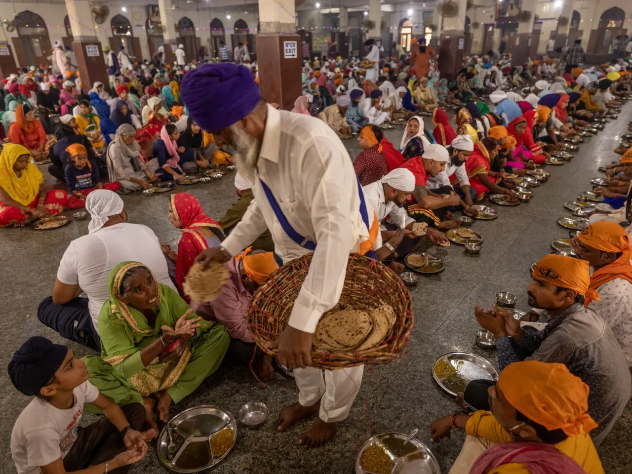 PHOTOS: A drone's eye view of 'foodscapes,' from cattle to soybeans to shrimp 10 A free hot meal is served at the Sri Harmandir Sahib, better known as the Golden Temple, in Amritsar in Punjab State, India. The community kitchen provides a free hot vegetarian meal to 100,000 people every day of the year, consisting of Indian flatbread, rice, a curried vegetable dish and lentil soup. The food is paid for by donations and ladled out mostly by volunteers. Sikh temples around the world serve an estimated seven million free meals every day around the world as an act of charity.
