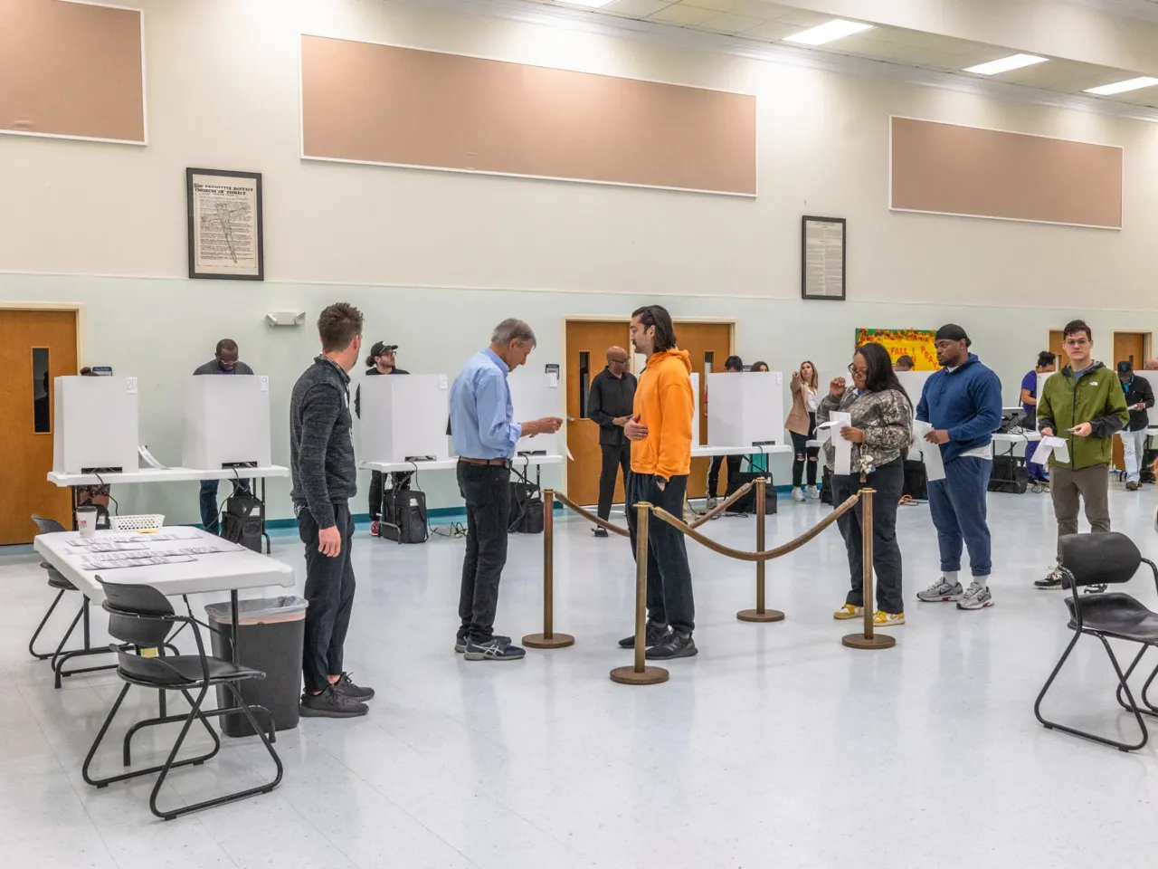 People line up to vote at a polling station at Greater Mount Moriah Baptist Church in Charlotte on Nov. 5.