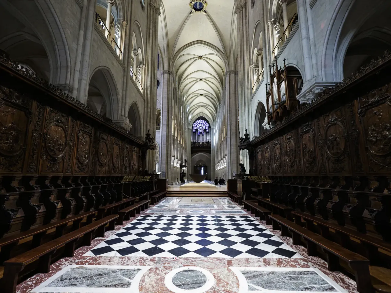 The choir stalls of Notre Dame are shown on Nov. 29.