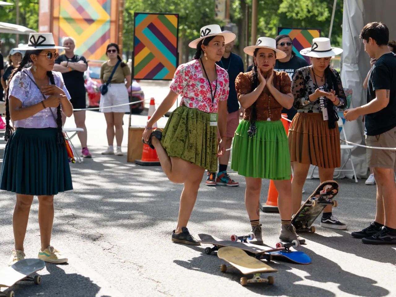 Bolivian skateboarders at the 2024 Smithsonian Folklife Festival.
