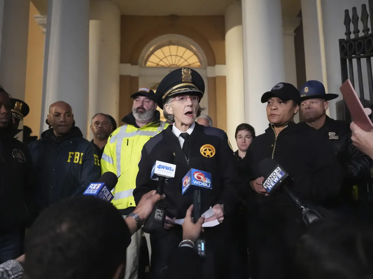 Superintendent of Police for the New Orleans Police Department Anne Kirkpatrick makes a statement after a vehicle drove into a crowd on New Orleans' Canal and Bourbon Street.