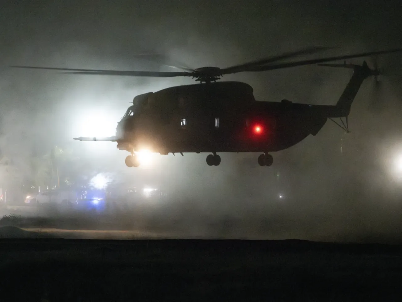 An Israeli military helicopter with Romi Gonen, Doron Steinbrecher and Emily Damari, inside on Jan. 19, 2025.