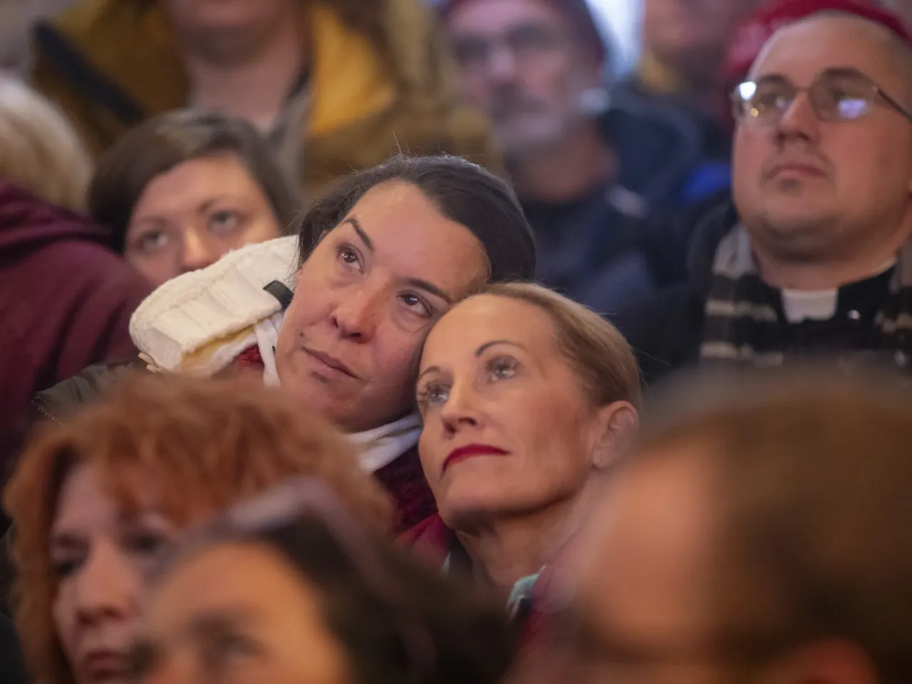 Trump supporters watching the inauguration at Carmine's Restaurant in downtown Washington, D.C.