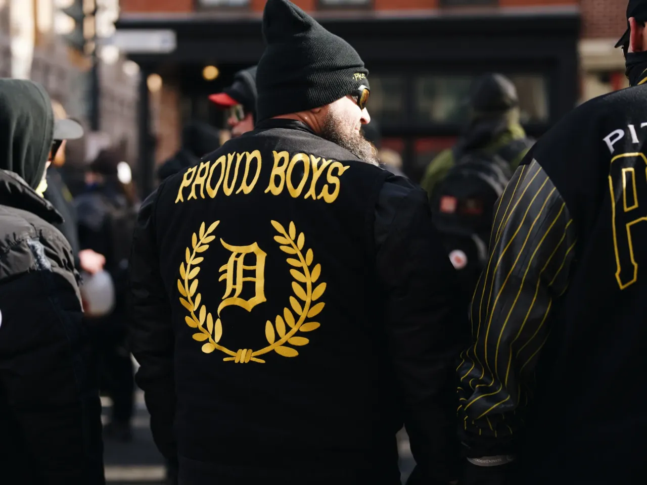 The Proud Boys assemble during Donald Trump's inauguration on January 20, 2025 in Washington, D.C.