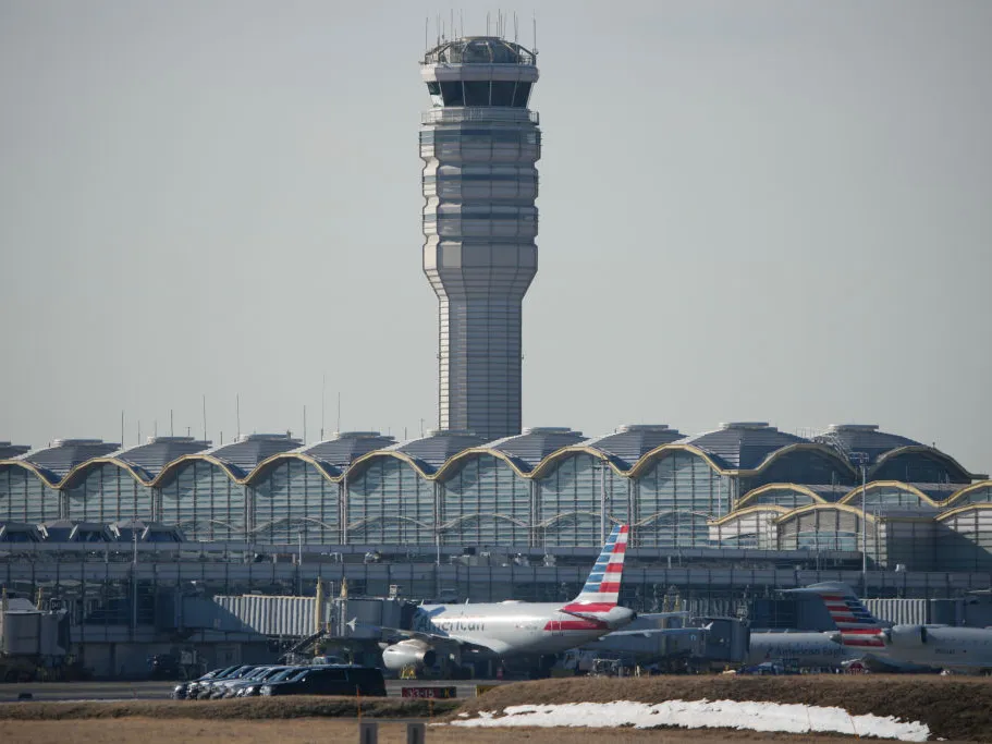 The control tower at the Reagan National Airport on Thursday.