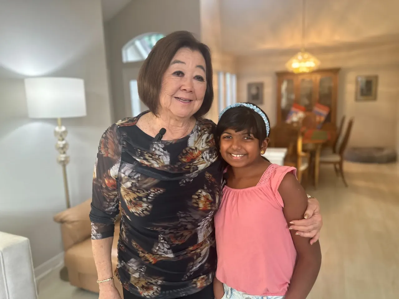 A 10-year-old's story of family immigration that spans three continents 2 Ameya (right) poses with her neighbor's grandmother, Linda Horikawa (left), who is a survivor of the Japanese internment camps. Ameya says, she felt an instant connection and a spark while she was interviewing Horikawa. "She started crying when she remembered her father and the camps they were put in," Ameya recalls. "And it was magical and devastating at the same time."