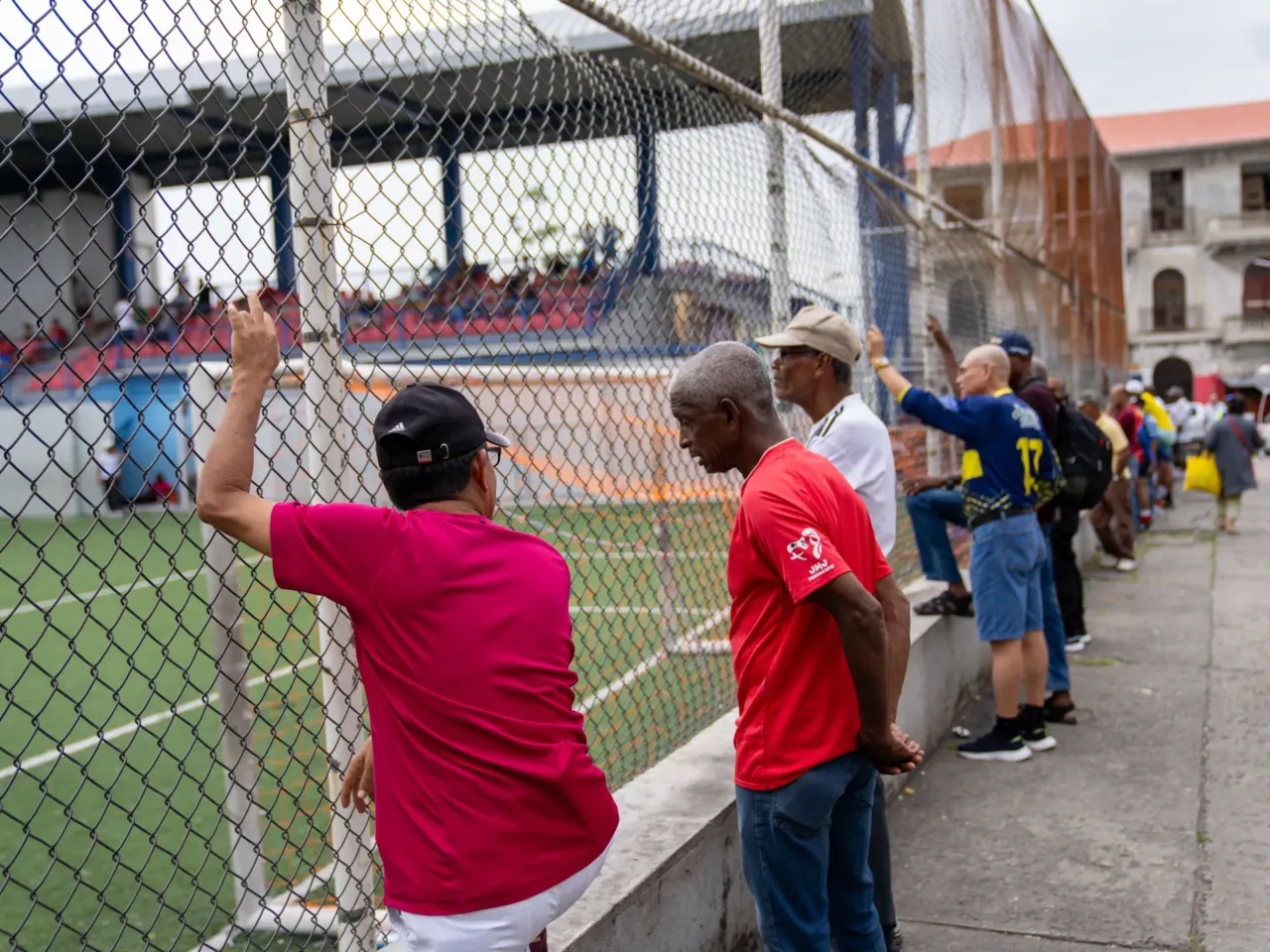 Older residents gather to watch a sports game in the heart of El Chorrillo. Many people who lived through the invasion were born and raised in this historic neighborhood.