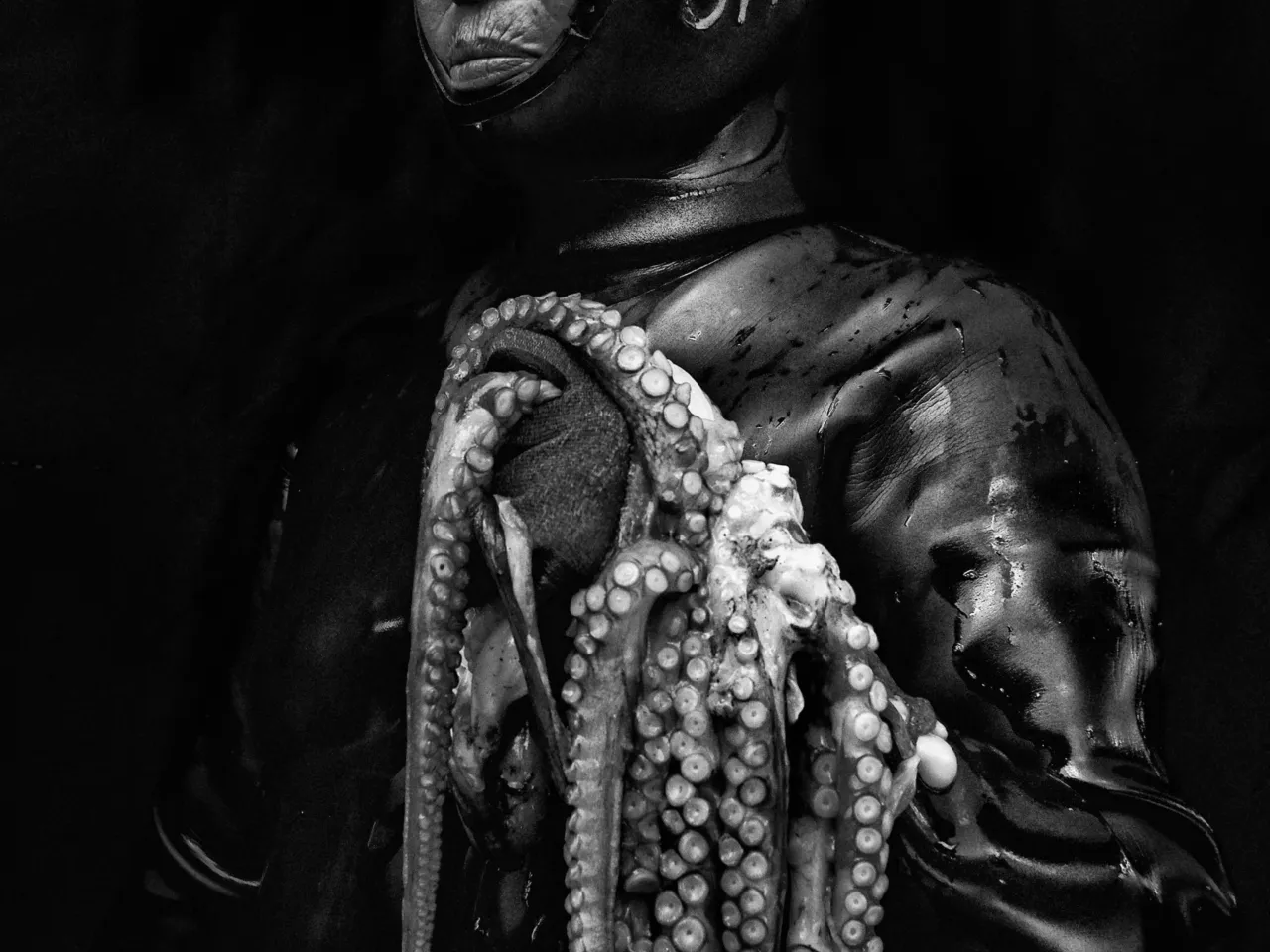 Soon-ja Hong, 69, is one of the female divers of Jeju Island, South Korea. The women are known as the Haenyeo — "women of the sea." Starting in the 17th century, the island's women took over the breadwinning task of deep-diving to the ocean floor. There they gather mollusks, conch, seaweed and other seafood, poviding food and income for their families and their communities. The custom was to start training from an early age. In today's industrialized agricultural world, though, the number of Haenyeo has steadily declined from tens of thousands to just a few thousand, and most of those who remain are in their 60s or older.