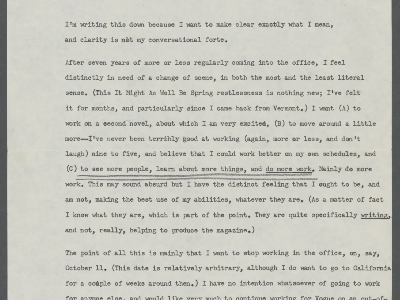 A glimpse into the newly opened archive of Joan Didion and John Gregory Dunne 3 Joan Didion's letter to Miss Talmey at Condé Nast, 1960s.