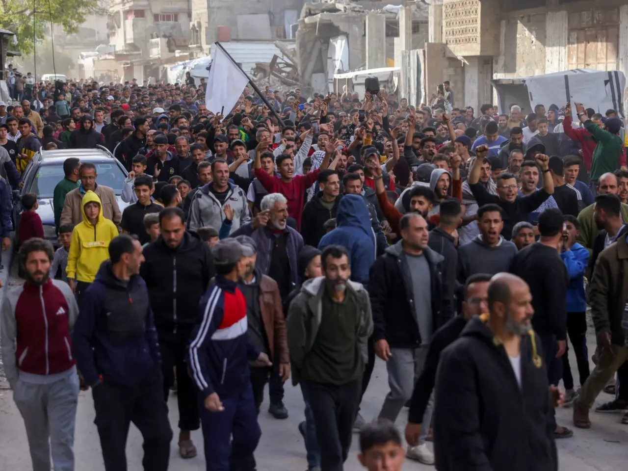Palestinians in Gaza protest against Hamas for a second day 1 Palestinians attend a rally calling for an end to the war, in Beit Lahia, in the northern Gaza Strip, on Wednesday. Hundreds of Palestinians chanted anti-Hamas slogans, calling for an end to the war with Israel, witnesses said.