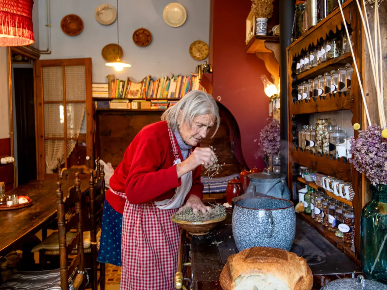 Angela Farre Palacin, 87, adds thyme to boiling water for sopa de farigola, a traditional soup in Catalonia, Spain. This blend of thyme, day-old bread, eggs and olive oil is considered a remedy for all sorts of ailments. And we've got the recipe.