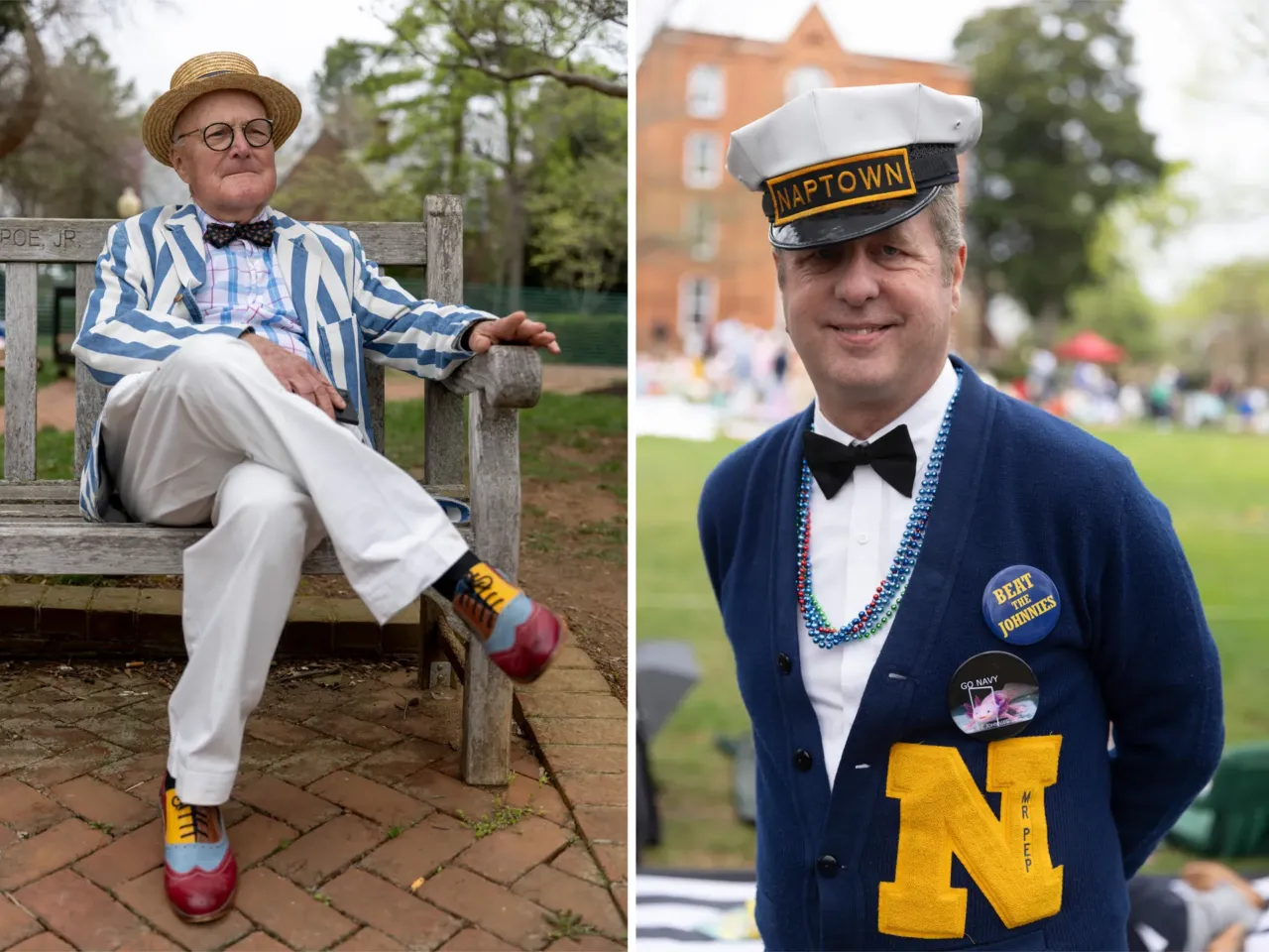 'The lawn giveth and the lawn taketh away': Photos from the 41st Annapolis Cup 3 Left: "Bowtie Bob" Nelson has been traveling down to Annapolis for the annual croquet match since "$85 ago" — or since the entrance price was free. Right: Sean Callahan was the captain of the Naval Academy croquet team that competed in the first Annapolis Cup. He is also a member of the Naptown Brass Band that performed at this year's Annapolis Cup.
