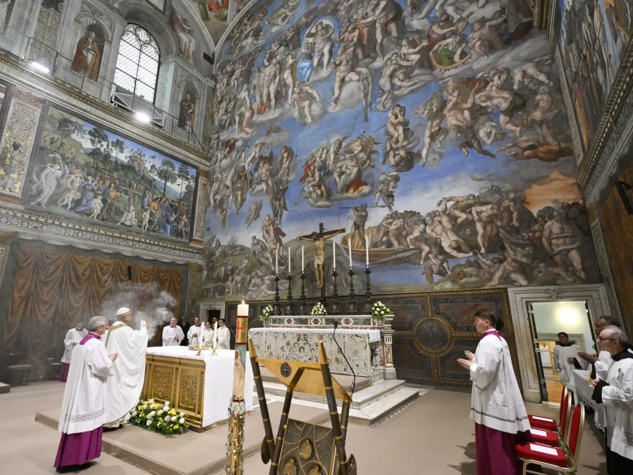 Read Pope Leo XIV's first homily as pope 1 Newly elected Pope Leo XIV, second from left, concelebrates Mass with the College of Cardinals inside the Sistine Chapel at the Vatican the day after his election as 267th pontiff of the Roman Catholic Church, Friday, May 9, 2025.