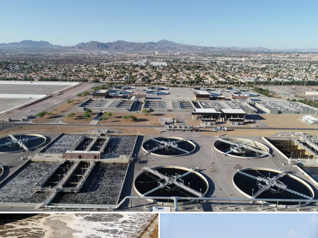 This city is exploring an unconventional solution to water scarcity: sewage 7 The Clark County Water Reclamation District's main plant in Las Vegas, Nevada, treats over 100 million gallons of sewage every day. It then releases clean water into the Las Vegas Wash, which flows to Lake Mead. "This is the result of a lot of human ingenuity and creativity," Bud Cranor said, "to figure out how to clean and treat this finite resource so that it can be reused and it can help people survive."