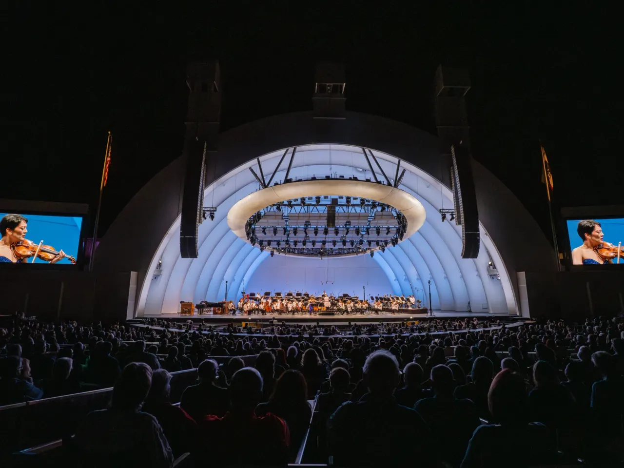 Violinist Anne Akiko Meyers performs at the Hollywood Bowl in Los Angeles, Calif., in 2023.