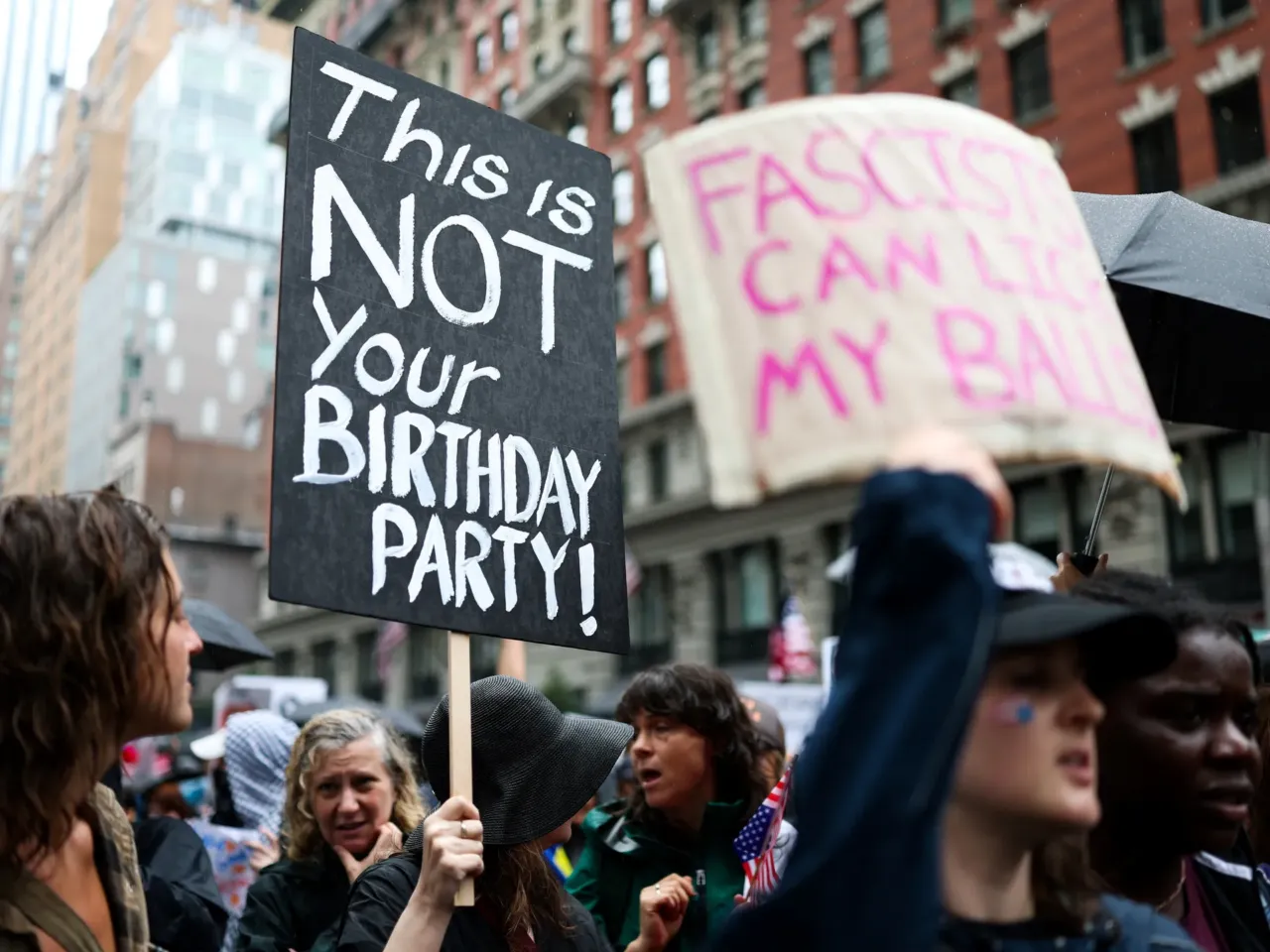Anti-Trump No Kings protests flood American streets ahead of military parade 1 People take part in a No Kings protest in New York on June 14, 2025.