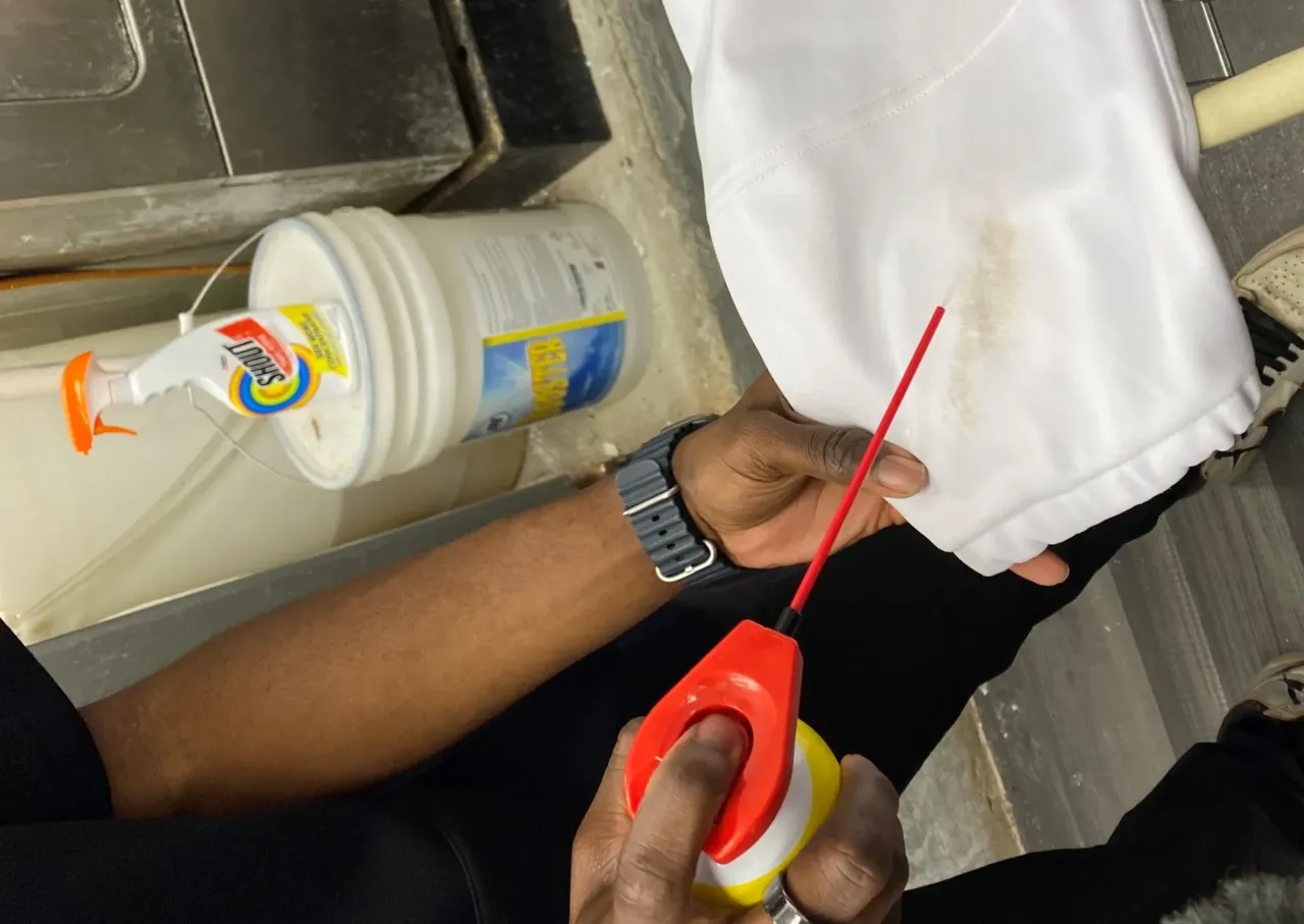 How one minor league team strikes stains OUT! 2 Kee Stewart treats pine tar, his least favorite stain.
