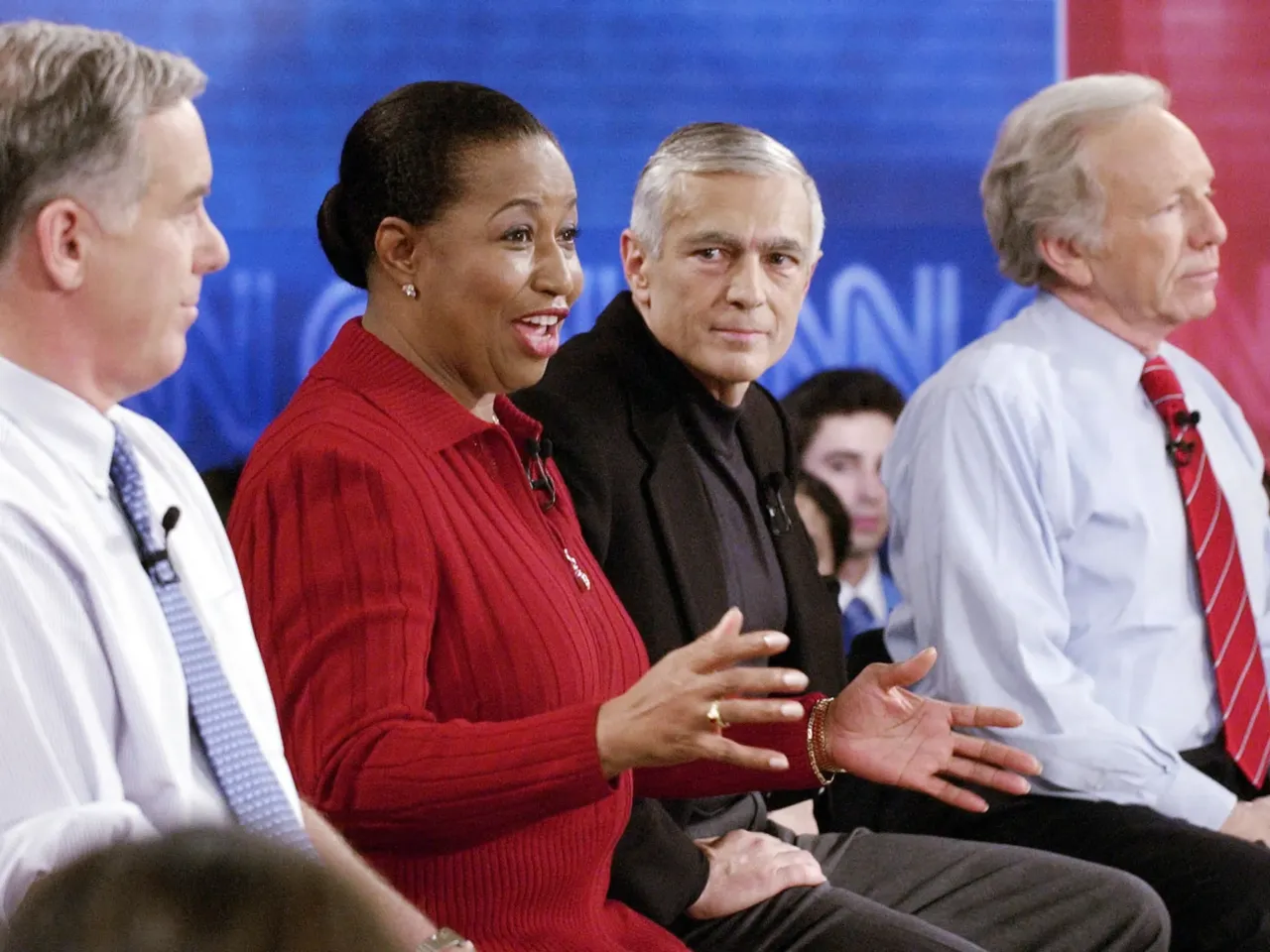 The first Black woman U.S. Senator looks back on her political career in new memoir 2 Then-Presidential candidate former senator Carol Moseley Braun (D-IL) (2nd from L) answers a question as Sen. Joe Lieberman (D-CT) (R), former Vermont governor Howard Dean (L), and Retired General Wesley Clark (3rd from L) during a debate sponsored by CNN Rock the Vote at historic Faneuil Hall November 4, 2003 in Boston, Massachusetts.
