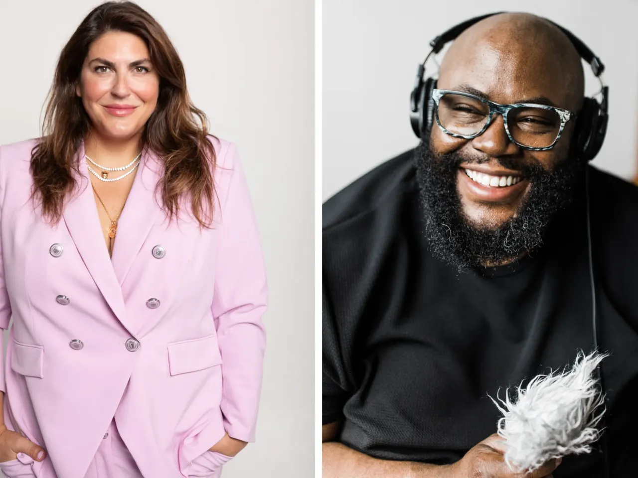 Left: Katie Sturino is the author of Body Talk: How to Embrace Your Body and Start Living Your Best Life. Right: Ronald Young Jr. is the host of the podcast, "Weight For It."