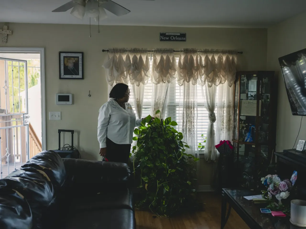 In New Orleans, memories of Katrina remain vivid 20 years later 5 Marguerite Doyle Johnston touching the plant she started growing after her son, Chivas, was killed on January 13, 2007 while living in a FEMA trailer next door.