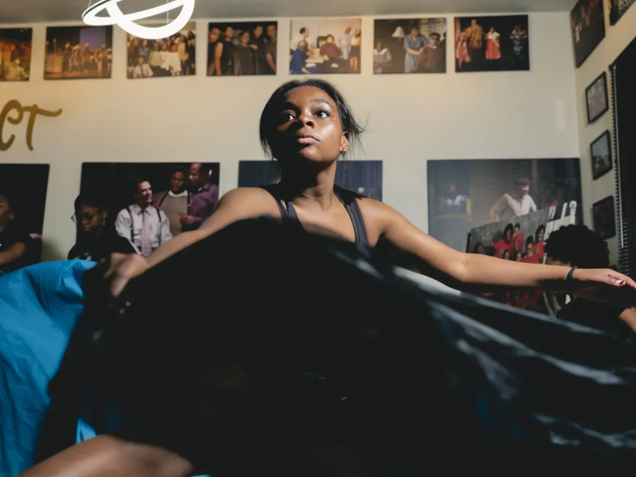 New Orleans remembers Katrina through theater and hip-hop 2 Teenage and young girl cast members rehearse a choreography sequence from 504 NOLA on August 25, 2025.