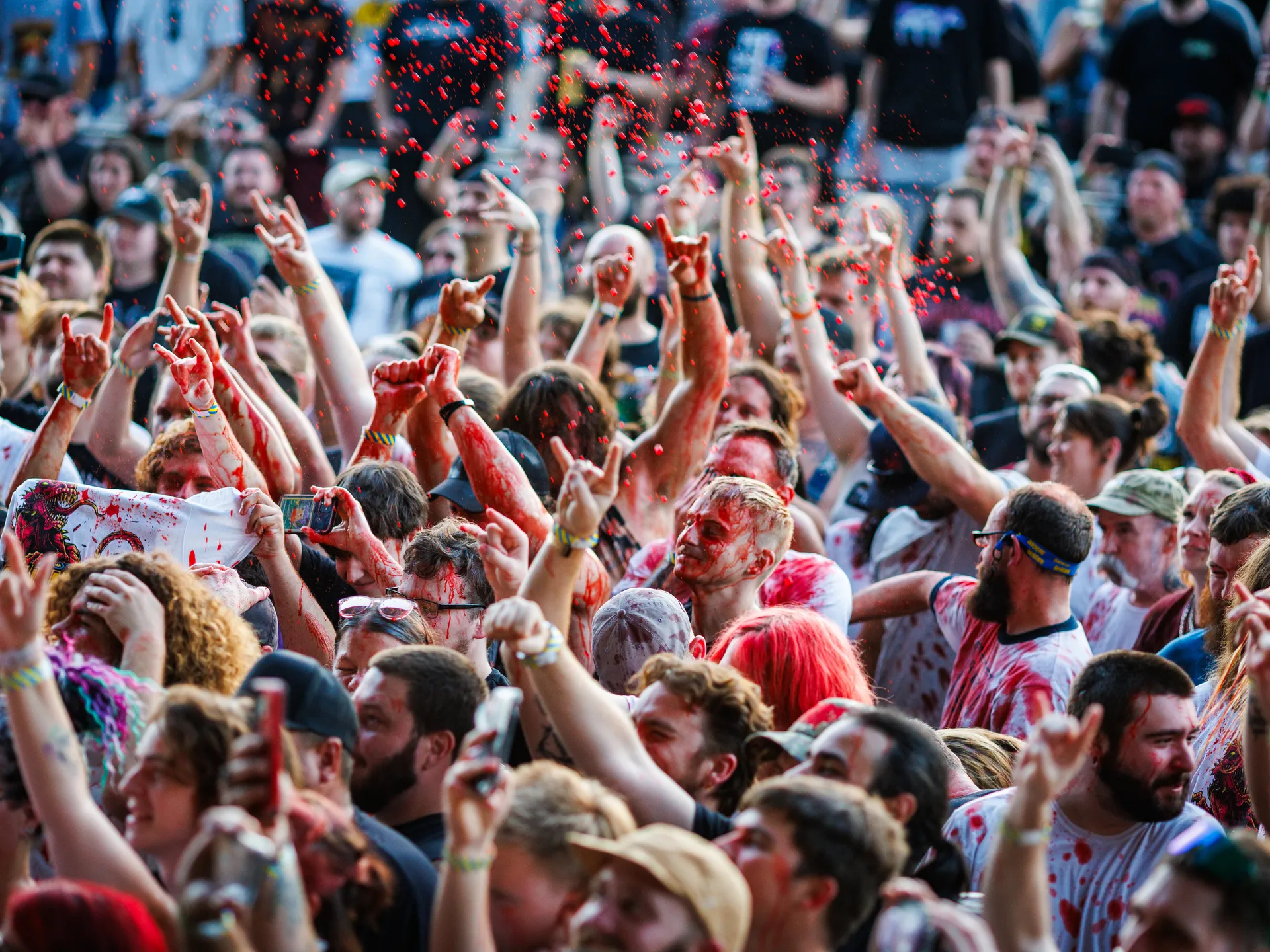 Joy and happiness radiate when GWAR and Lamb of God return to Richmond 29 People in the crowd are seen covered in fake blood during a GWAR performance on July 24, 2025 in Richmond at Allianz Amphitheater. It was the band's inaugural performance at the new venue.