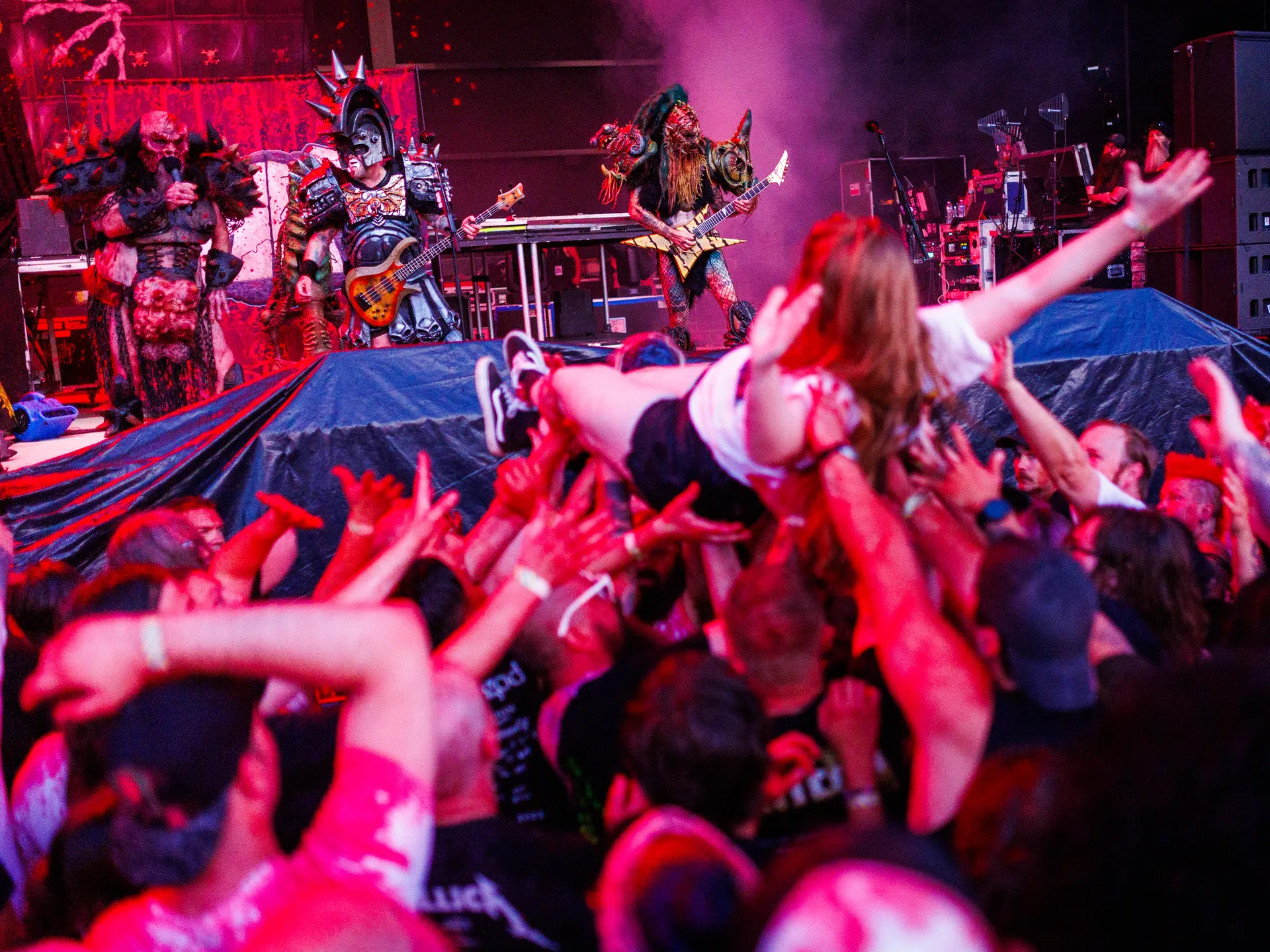 Joy and happiness radiate when GWAR and Lamb of God return to Richmond 38 Iggy Henney, of Gainesville, is offered to GWAR as a sacrifice during their set at Allianz Amphitheater on July 24, 2025.