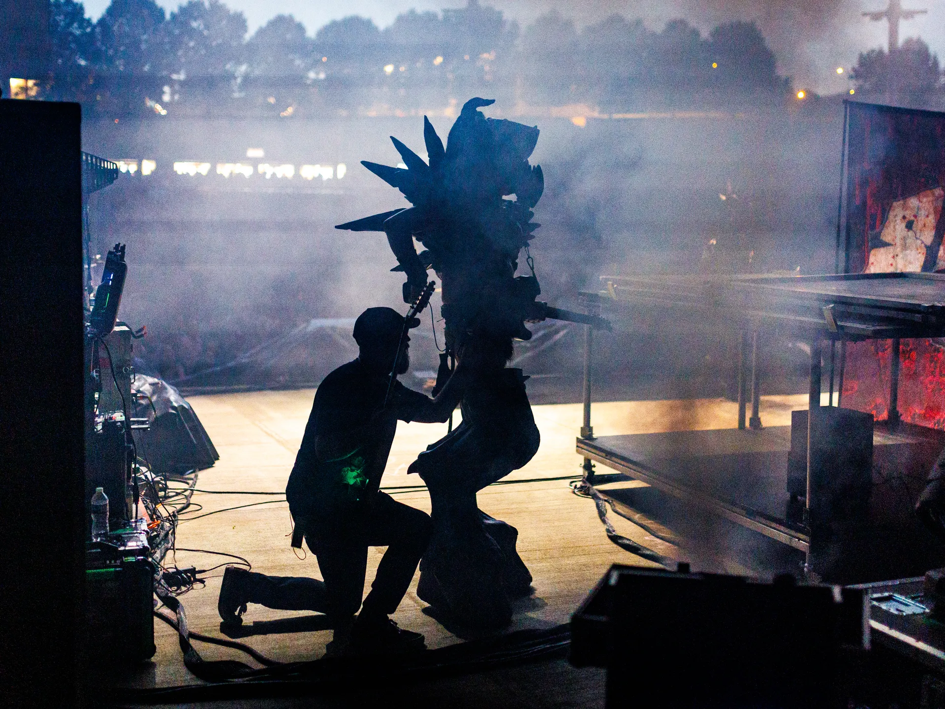 Joy and happiness radiate when GWAR and Lamb of God return to Richmond 48 Balsac the Jaws of Death gets help with his guitar during the GWAR set at Allianz Amphitheater in Richmond on July 24, 2025.