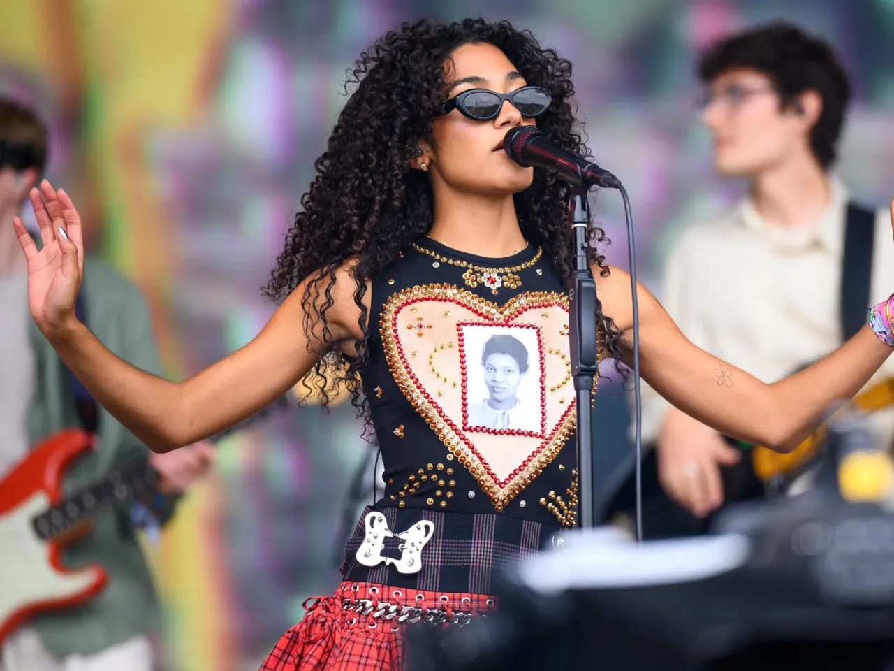 Olivia Dean performs on the Pyramid Stage during day three of Glastonbury Festival 2024 at Worthy Farm, Pilton on June 28, 2024 in Glastonbury, England.