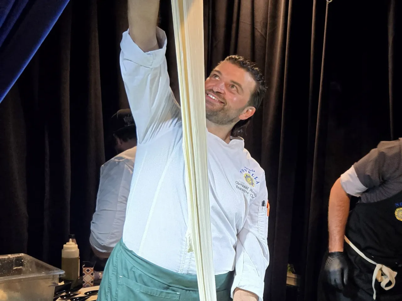 How to do a Wisconsin cheese festival right 5 With an artistic flair, Chef Giovanni Novella hand pulls and stretches fresh mozzarella during a demonstration at the Wisconsin Cheese Ball.