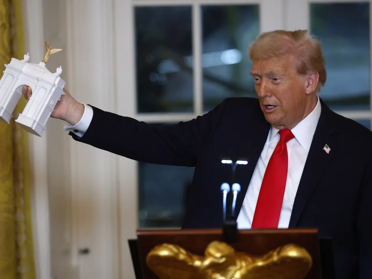 A few people have played a big role in 'jamming through' Trump's arch, critics say 3 The model President Donald Trump showed at a fundraising dinner at the White House looked similar to a design Nicolas Charbonneau posted to Instagram one month prior to the event.