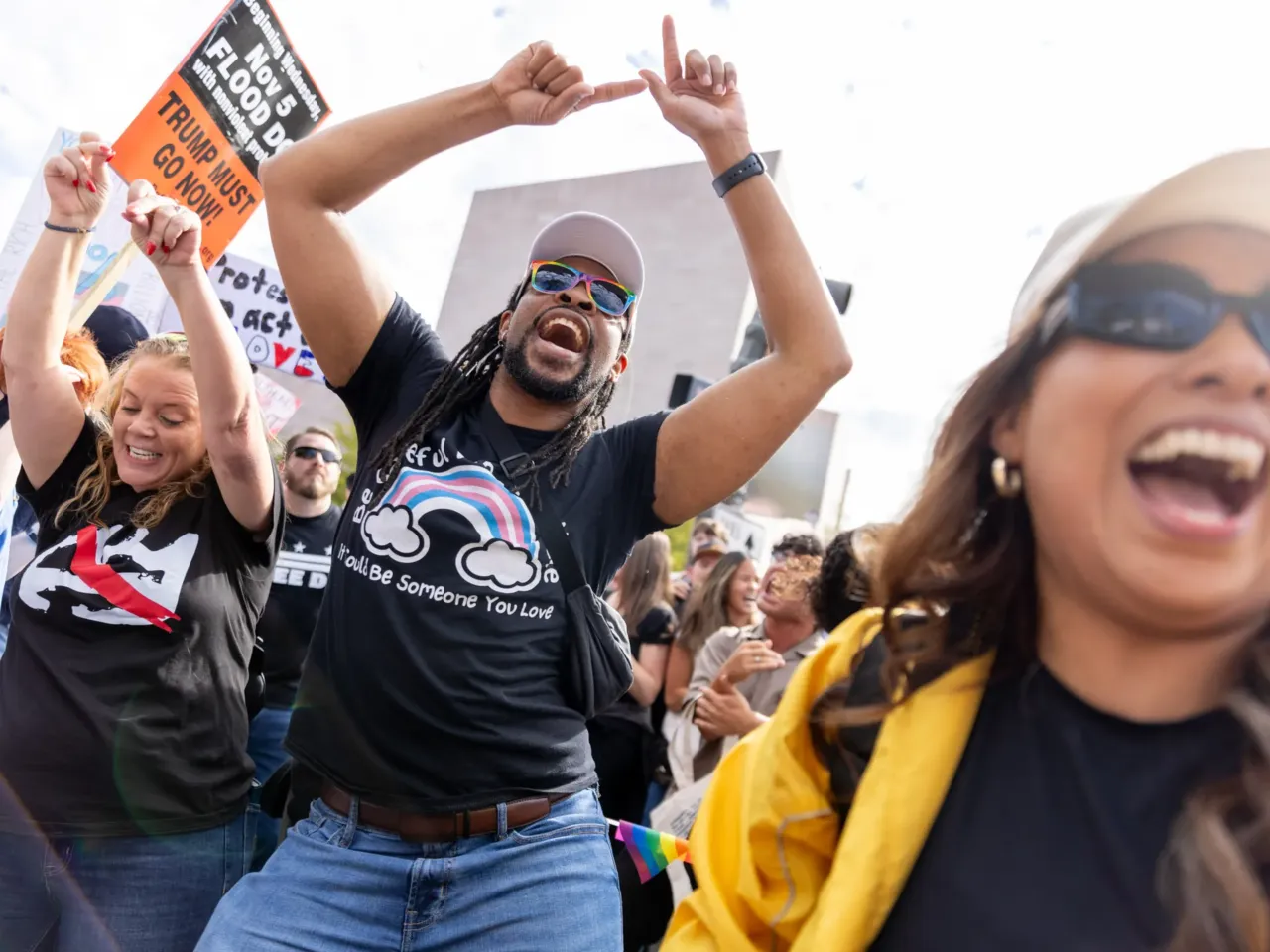 An impromptu dance party broke out on in a crowd gathered in Washington, DC.